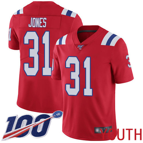 New England Patriots Football #31 100th Season Limited Red Youth Jonathan Jones Alternate NFL Jersey->youth nfl jersey->Youth Jersey